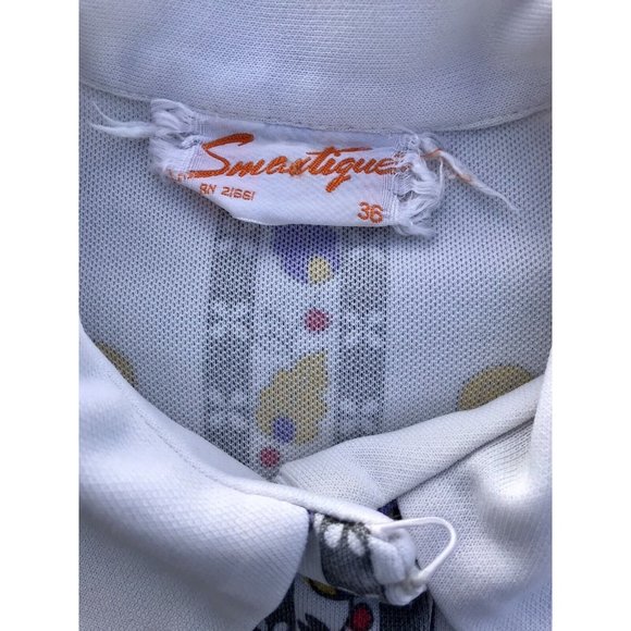 Vtg 60s Rare Smartique Polyester Mod Floral Geo Blouse Shirt 36 M Boho Disco HTF - Picture 8 of 16